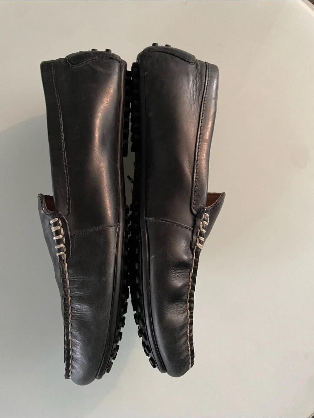Polo by Ralph Lauren Black Leather Slip-On Driving Loafers